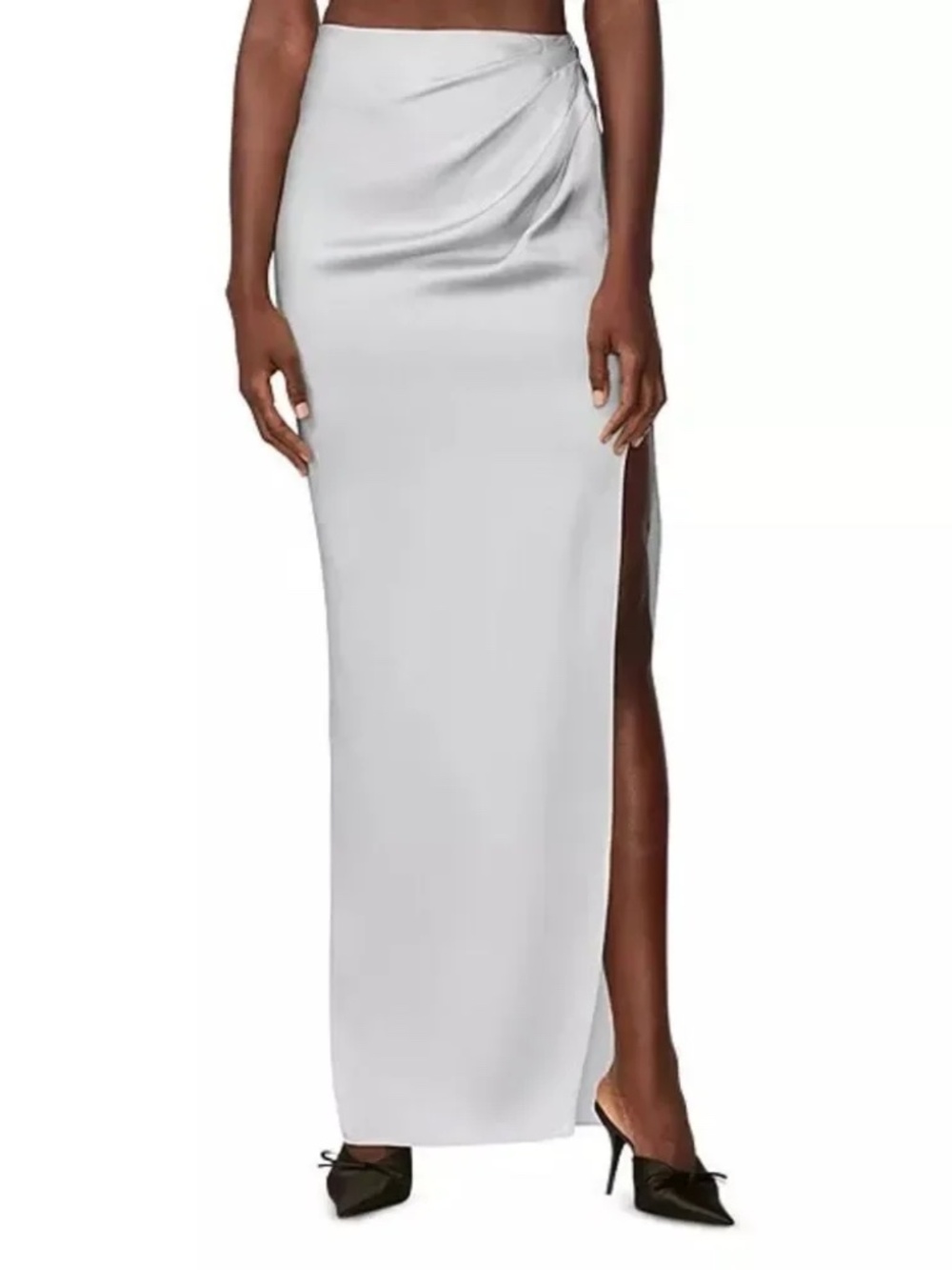 HERVE LEGER HLR3419636 X Law Roach Draped Asymmetrical Silk Maxi Skirt MercurNWT